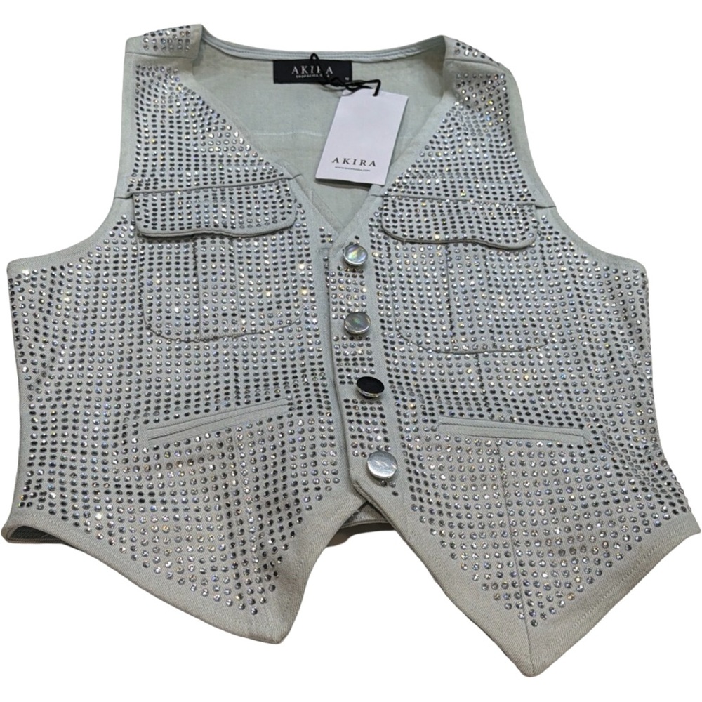 AKIRA Metallic Embellished Vest NEW - Picture 1 of 11